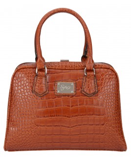 Lorenz Large Framed Croc PU Handbag with Back Zip-CLEARANCE